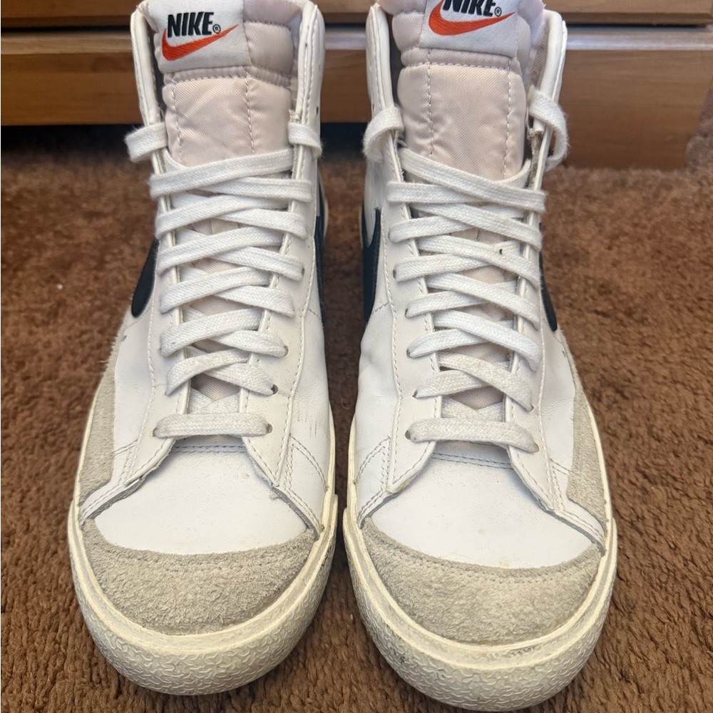 Nike Blazers White and Cream High-Top Sneakers